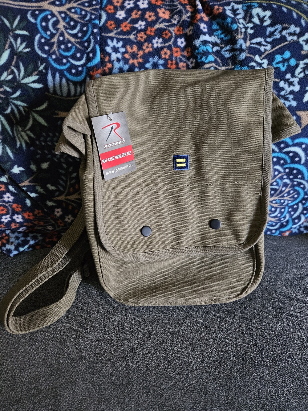 NWT Rothco Canvas Map Case Shoulder Bag - HRC Pride Embroidery